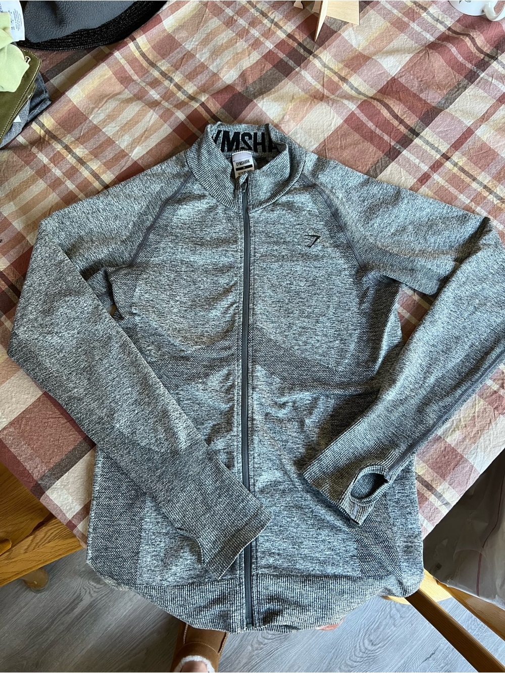 Gymshark Gray Seamless Full-Zip Bomber Jacket